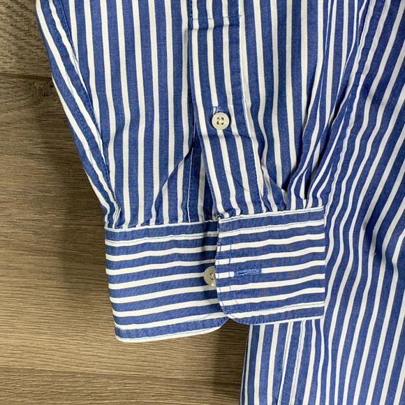 Chaps Easy Care Shirt Mens L Blue Strip White Button Down Collar Long Sleeve - Picture 4 of 8